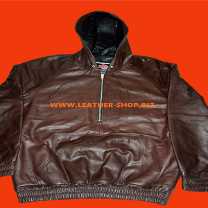 Cowhide Kulit Hoodie dengan Pendant Lambskin Custom Made Style CLH051 Cowhide Kulit Hoodie dengan Pendant Lambskin Custom Made Style CLH051