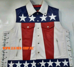 American flag leather vest style MLV1310A leather-shop.biz front of vest pic1