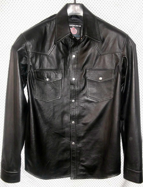 Leather Shirt LS014 WWW.LEATHER-SHOP.BIZ available in 8 colors custom made front