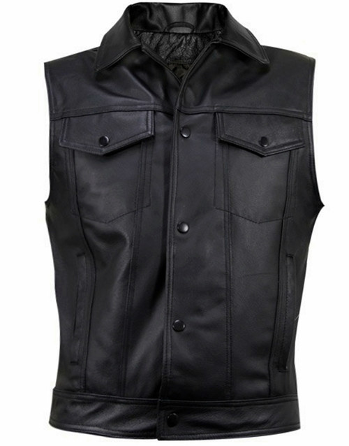 Leather Vest Jeans Style MLV1331 www.leather-shop.biz front