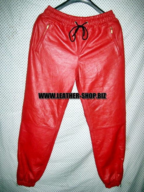 Leather sweat pants kanye west style  LSP101 www.leather-shop.biz front