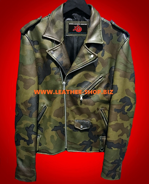 Camo Leather Jacket MLJC101 Custom Made in any style