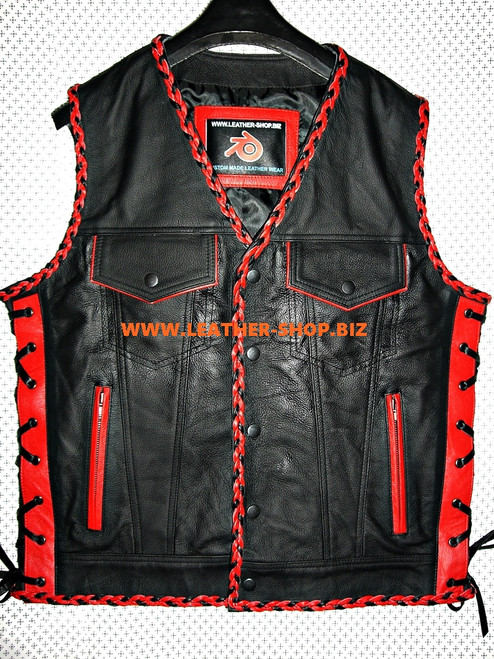 Mens Leather Vest Braided Style MLVB1301 Two Color