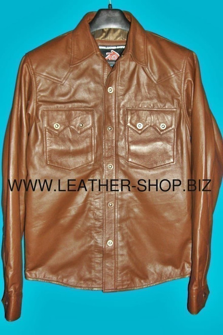 Leather shirt custom made style LS040 shirt front pic