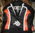 Leather motorcycle suit style MS0035LS orange and black colors back of suit