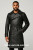 Handcrafted black leather long coat MLC520 featuring a classic double-breasted front, wide lapel collar, and belted waist design. Premium quality custom-made leather apparel from LEATHER-SHOP.BIZ available in 9 colors for professional elegance.