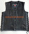 Biker leather vest style 1301 no front pockets, black and gray braid