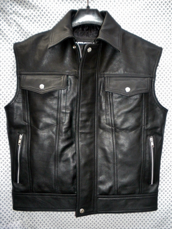 Leather Vest Jeans Style MLV1332 www.leather-shop.biz front pic 1