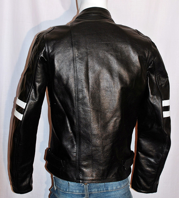 Leather Jacket Racer Style with Stripes MLJ233 Custom Made In 8 Colors