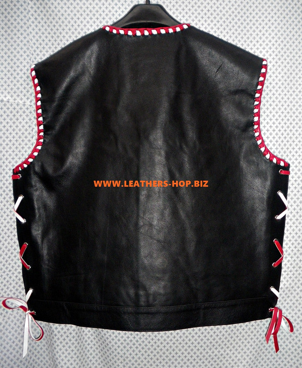 Mens Leather Vest Braided Style MLVB750 Two Color braid