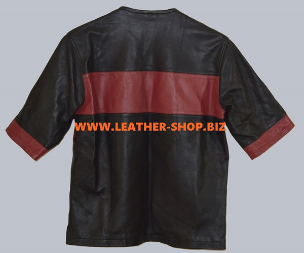 Leather T-Shirt Custom Made Style LTS001 All Sleeve Lengths Available