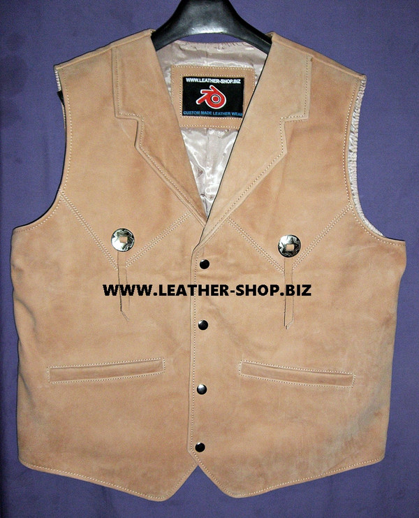 Mens Leather Vest Western Style MLV90 9 Colors Available