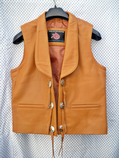 Bonanza Leather Vest Style MLV75 caramel/light brown front