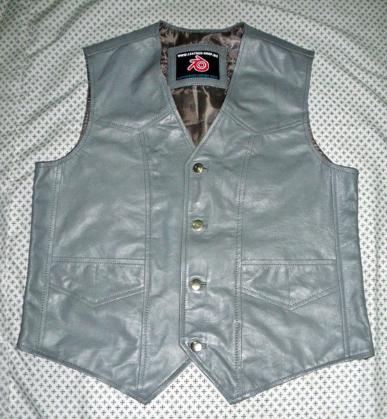 Leather vest style MLV720 Gray WWW.LEATHER-SHOP.BIZ front 