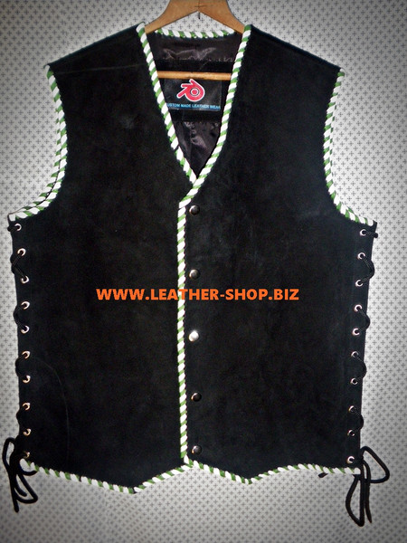 Suede Leather Vest Braided Biker Style MLVB840 8 Colors Available