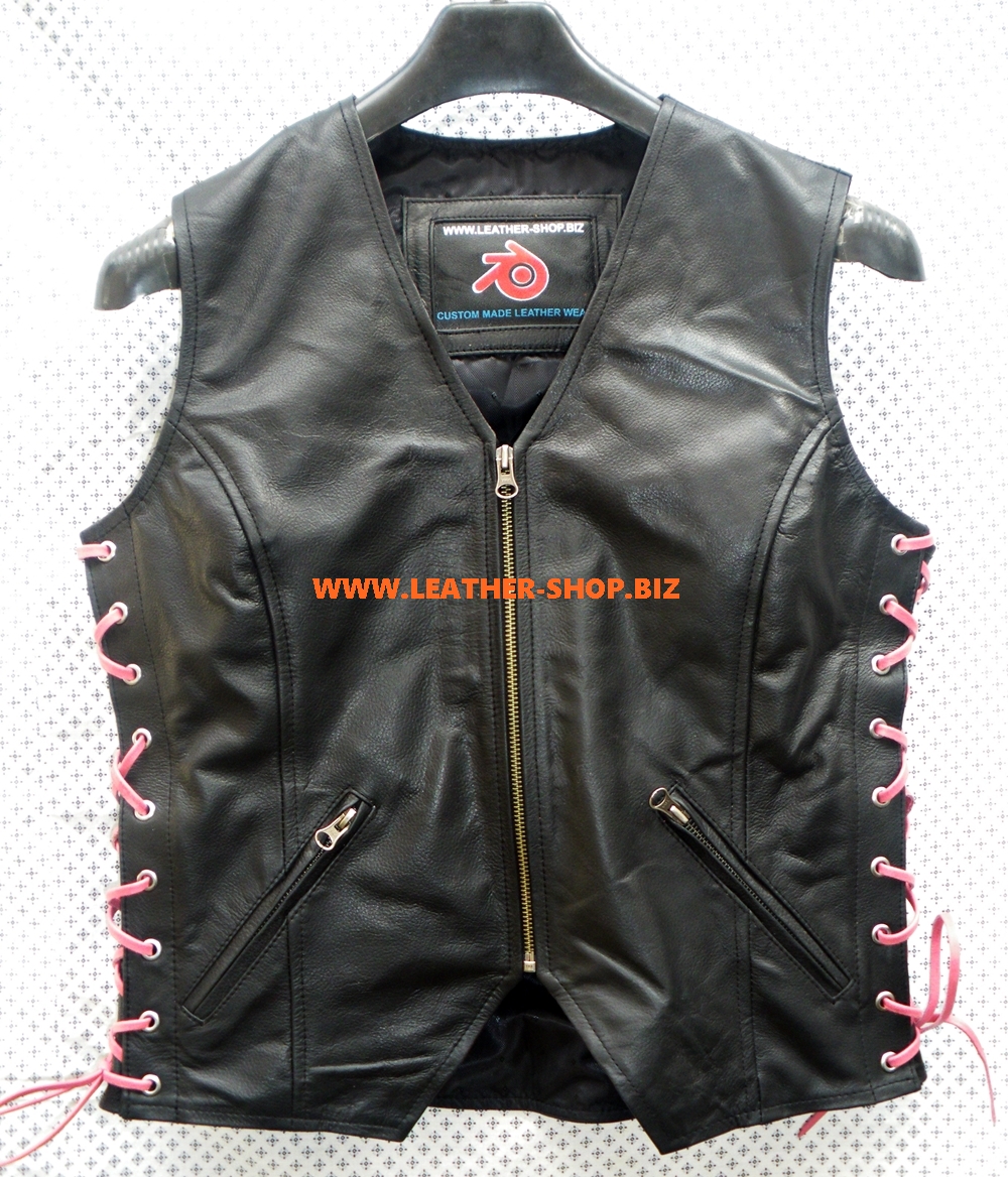 ladies-leather-vest-style-wlv1208-black-with-pink-side-lace-www.leathershopworldwide.com-front-pic.jpg