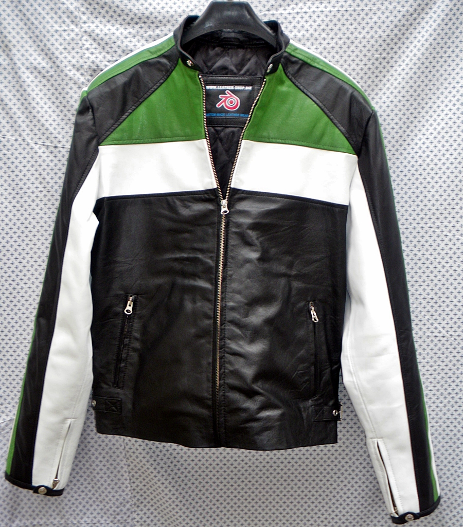 mens-leather-jacket-racer-style-mlj222-kawasaki-green-trim-www.leather-shop.biz-front-open-collar-pic.jpg