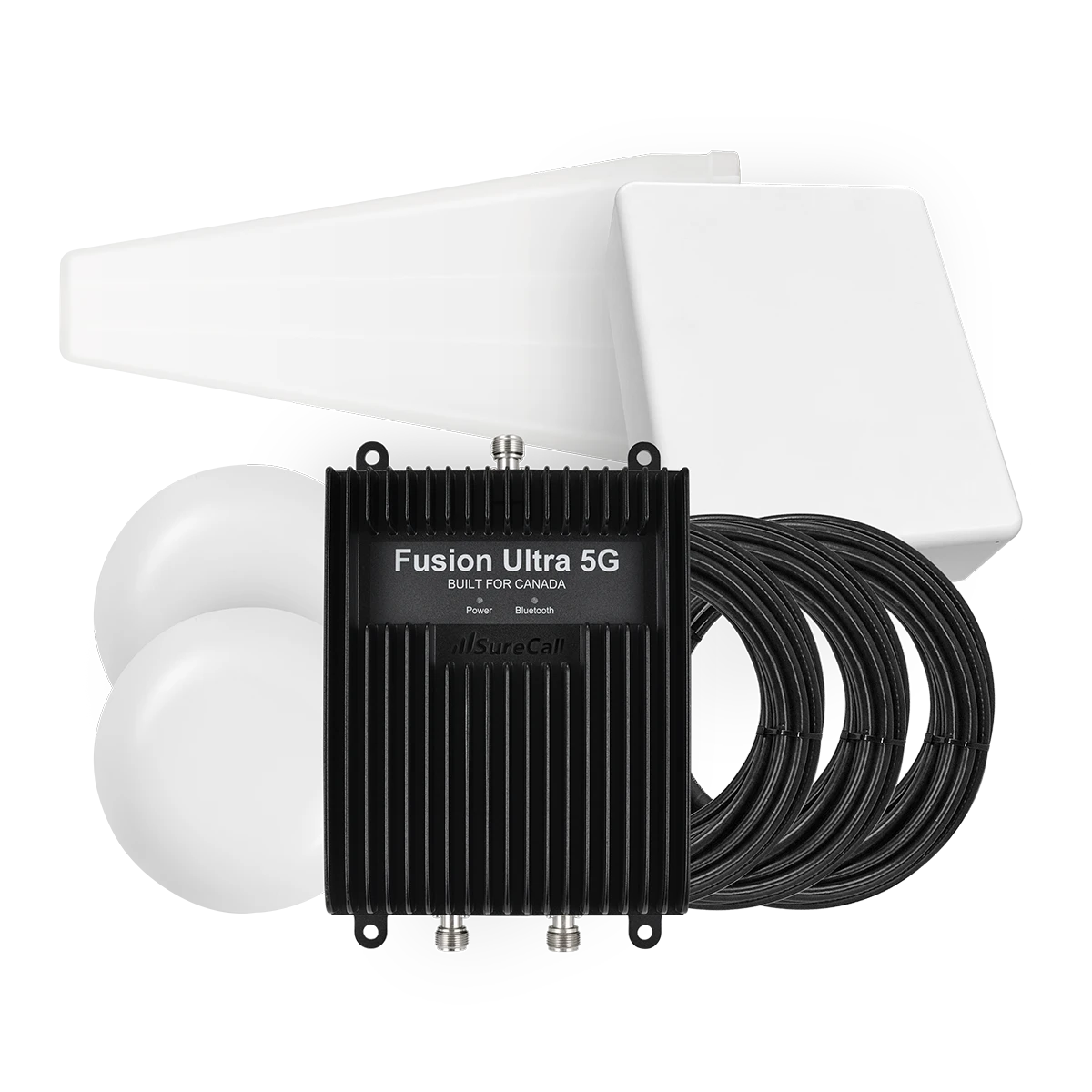 SureCall Fusion Ultra 5G booster kit with outdoor antennas and two indoor antennas