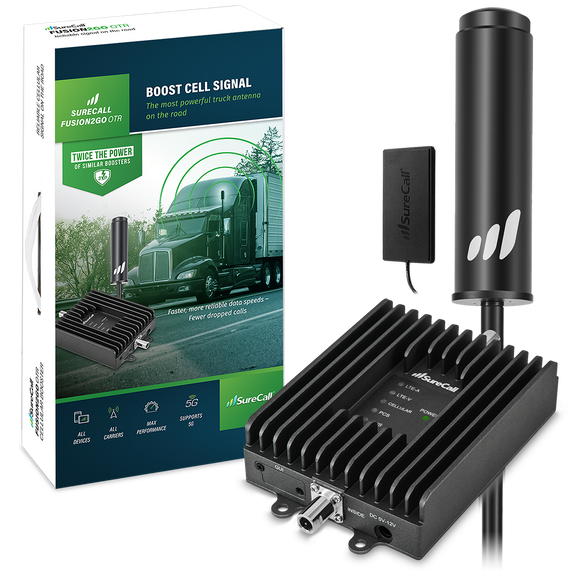 Image of Fusion2Go OTR cell phone signal booster kit with box