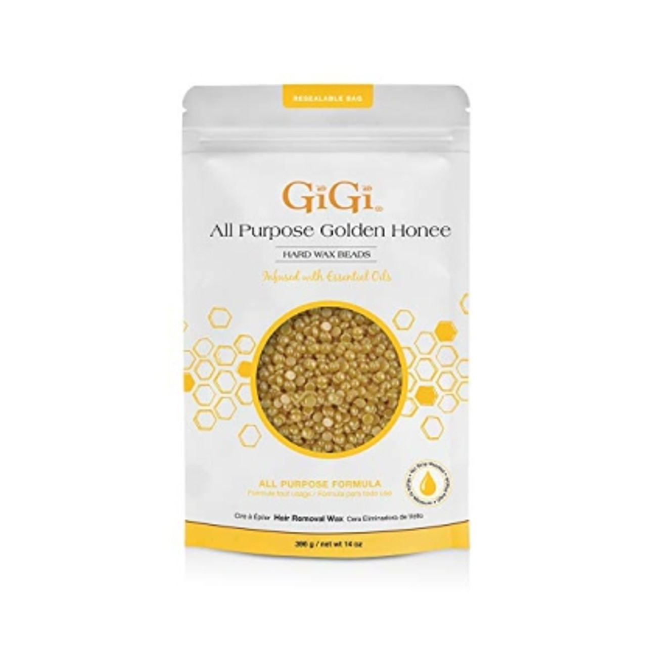 GIGI HARD WAX BEADS ALL PURPOSE GOLDEN HONEE 14 OZ BAG