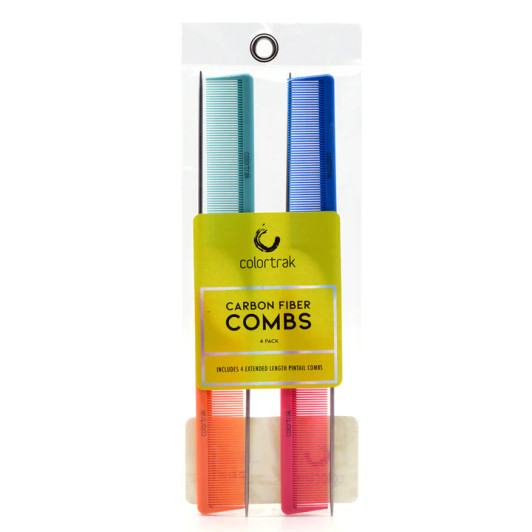 COLORTRAK CARBON FIBER COMBS PINTAIL  4PK