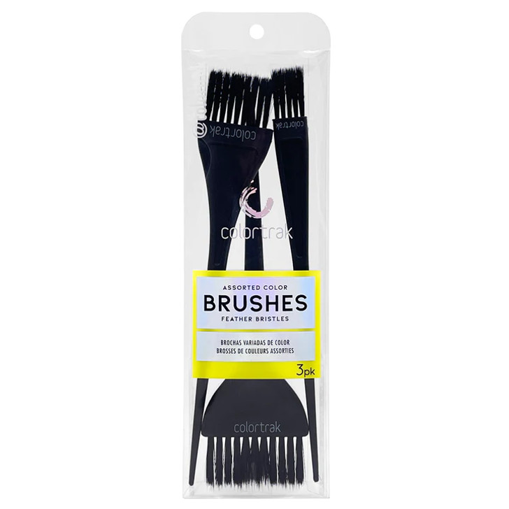 COLORTRAK FEATHER BRISTLES BRUSHES 3PK BLK