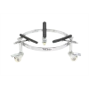 Toca TFBSL-C Low Profile Barrel Stand supporting a conga drum with locking casters and chrome-plated steel construction.