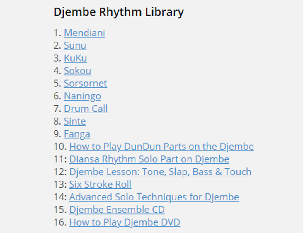 Djembe Rhythm Library and Lessons