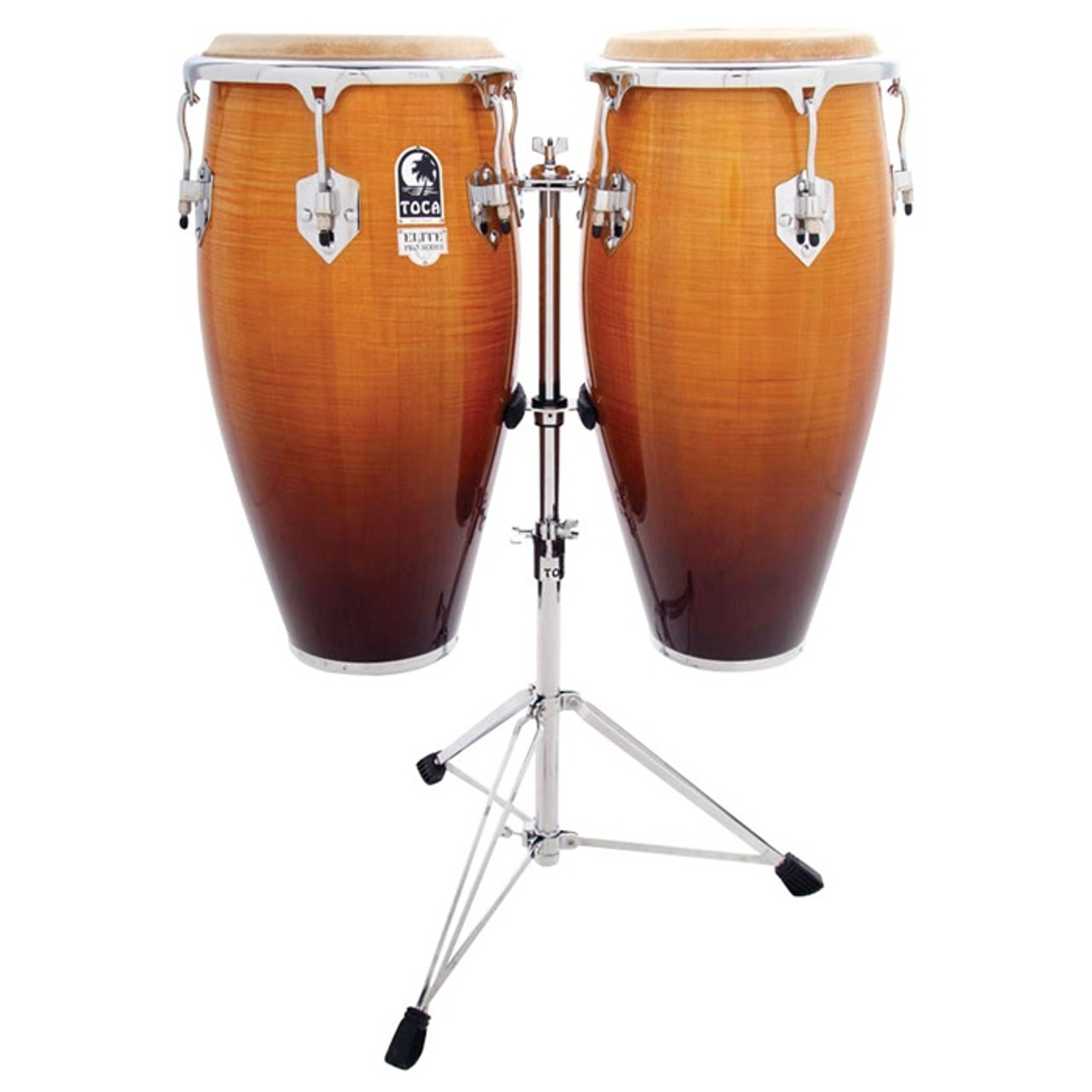 Elite Pro Wood Conga Set with Double Stand, Natural Maple Fade (3100NF)