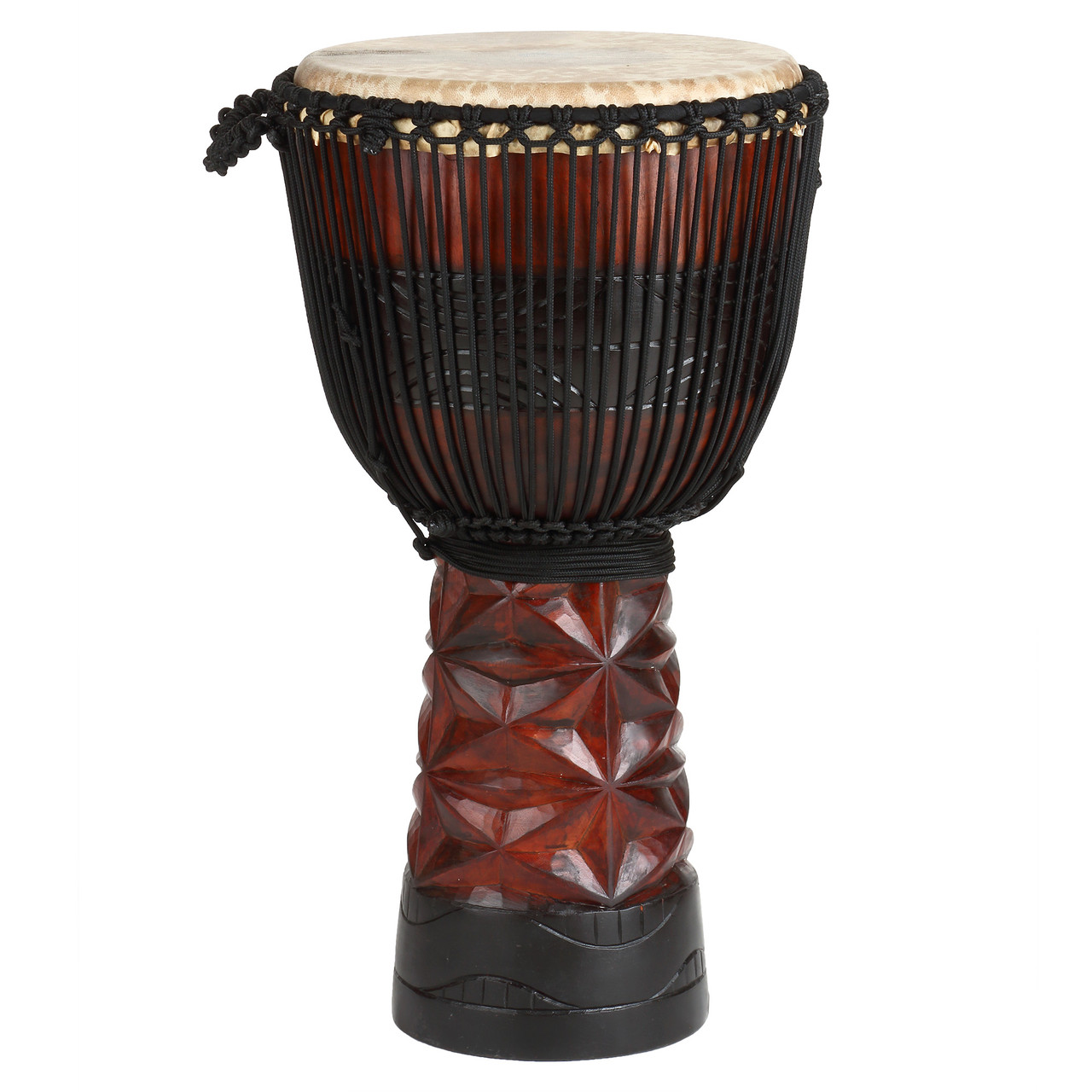 Ruby African Djembe, Hand Carved - Free Shipping