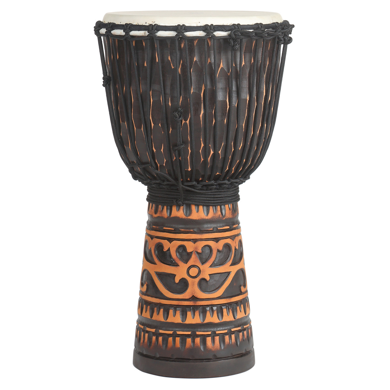 Deep Carve Antique Chocolate Djembe Drum with Bag (X8-DCRV-ANT-SM