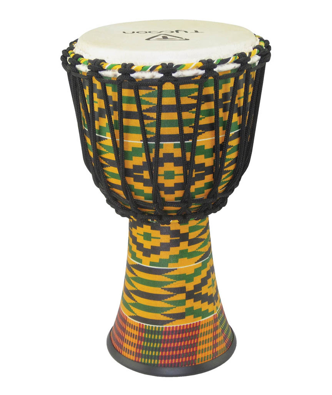 Tycoon Percussion TFAJ-8 K Fiberglass Djembe Rope Tuned Kente Finish, 8