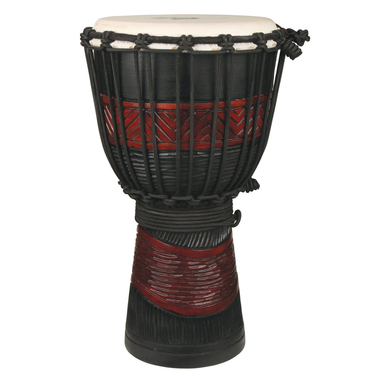 Red Black Backpacker Djembe X8 Drums