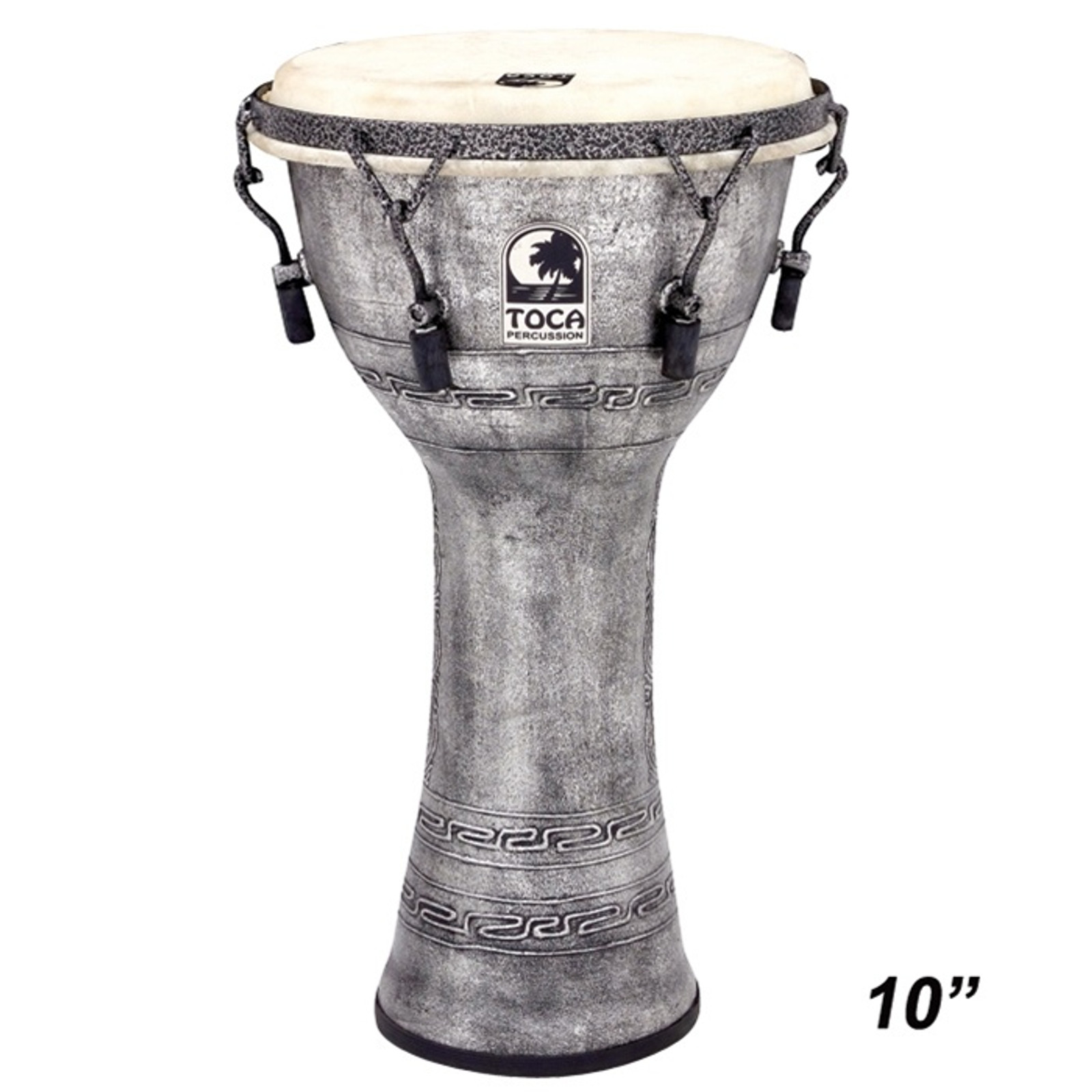 Toca Antique Silver Mechanically Tuned Djembe, 10" Head x 18" Tall