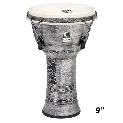 Toca Antique Silver Mechanically Tuned Djembe, Backpacker