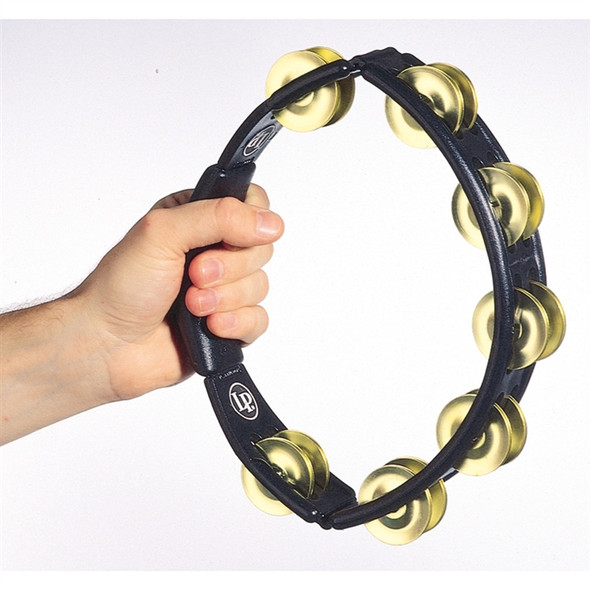 LP Cyclops Hand Held Tambourine, Black, Brass Jingles