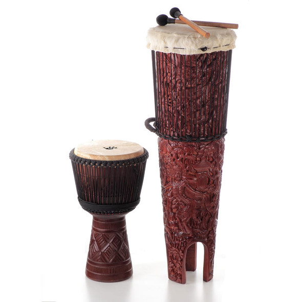 This image shows height of ngoma compared to a 25" tall djembe.