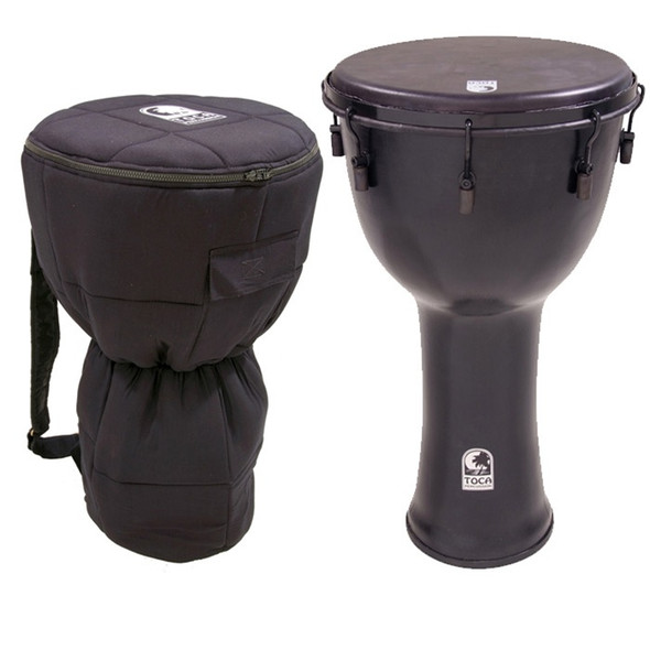 Toca Black Mamba Mechanically Tuned Djembe w/ Bag, 14 Inch