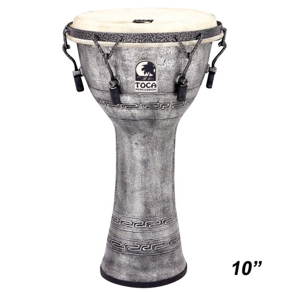 Toca Antique Silver Mechanically Tuned Djembe, 12x24 (SFDMX-12AS