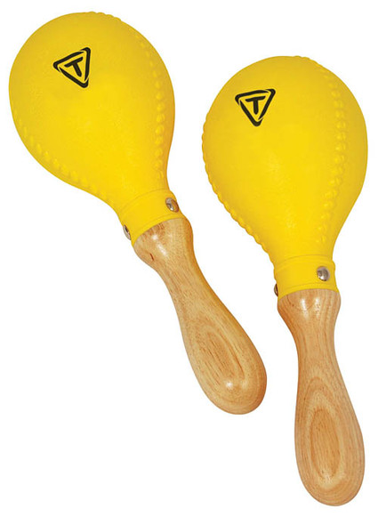 Tycoon Percussion TMPB-Y Beaded Plastic Maracas with Wooden Handle