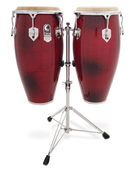 Toca Elite Pro Wood Congas, Quito & Conga with Stand, Crimson Fade 3100CF Toca Elite Pro Wood Congas, Quito & Conga with Stand, Crimson Fade 3100CF