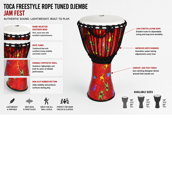 Toca Freestyle Rope Tuned Synthetic Djembe Drum – Jam Fest