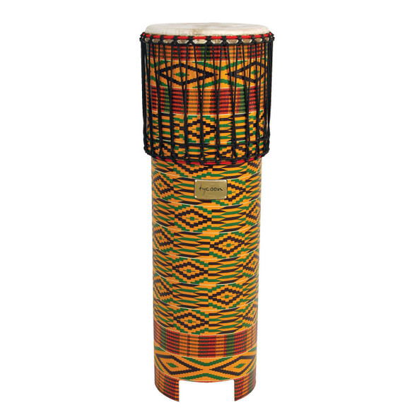 Tycoon Kente Cloth Ngoma Drum 42" West African Goat Skin Siam Oak – Open Box