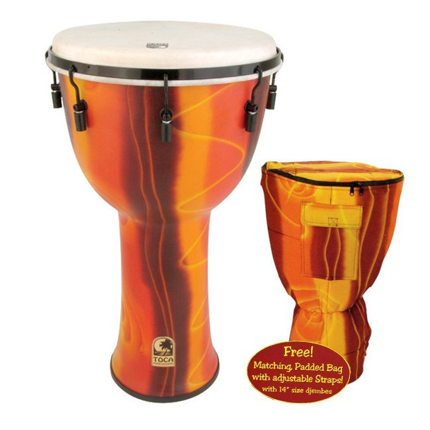 Toca Fiesta Mechanically Tuned Djembe w/ Bag, 14 Inch