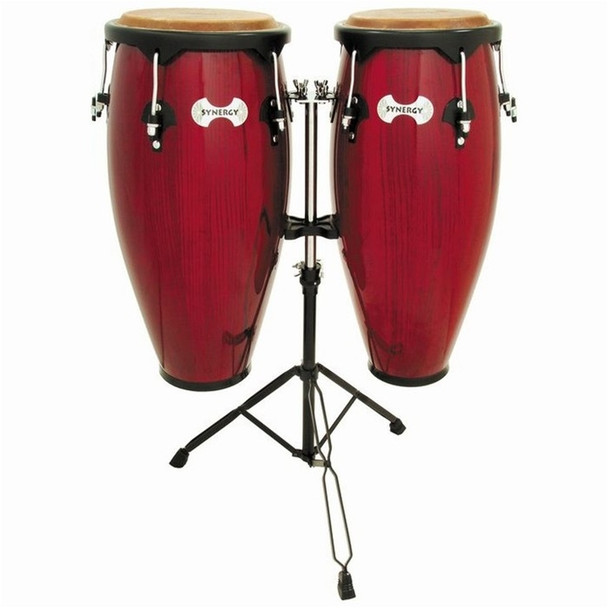 Toca Synergy Wood Conga Set with Stand, Rio Red