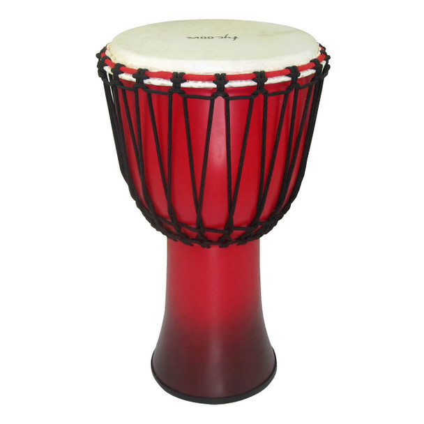 Tycoon 10" Fiberglass Djembe Rope Tuned Black & Red Finish