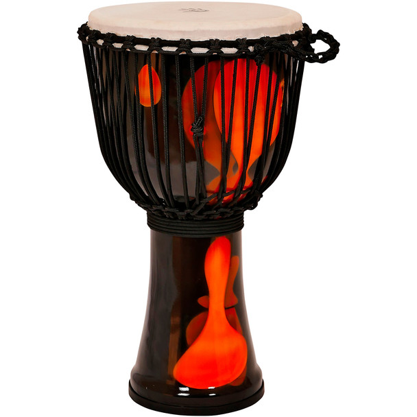 Lava Lamp Djembe, Orange, 10" Head x 18" Tall