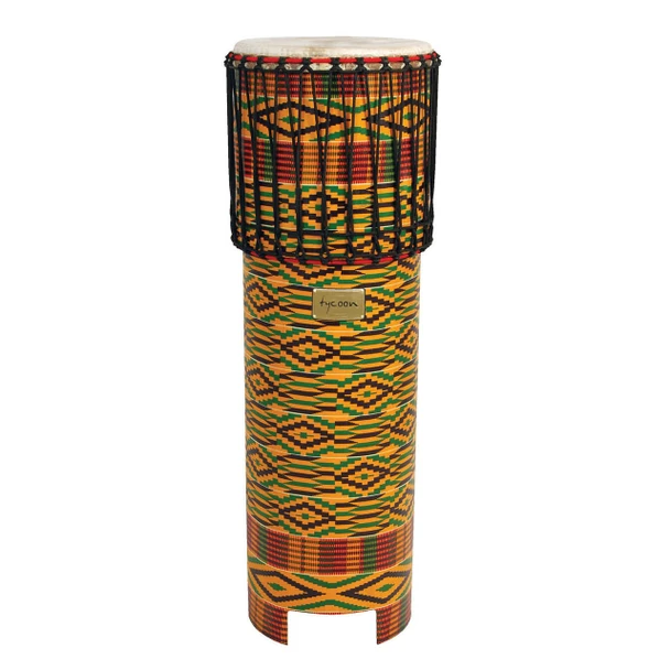 Tycoon Kente Cloth Ngoma Drum 42" West African Goat Skin Siam Oak – Open Box