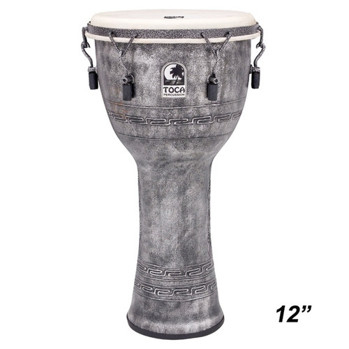 Toca Antique Silver Mechanically Tuned Djembe, 12x24 (SFDMX-12AS