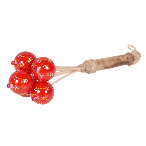 Dobani Egg Shaker With Handle, Wooden Pair, Red